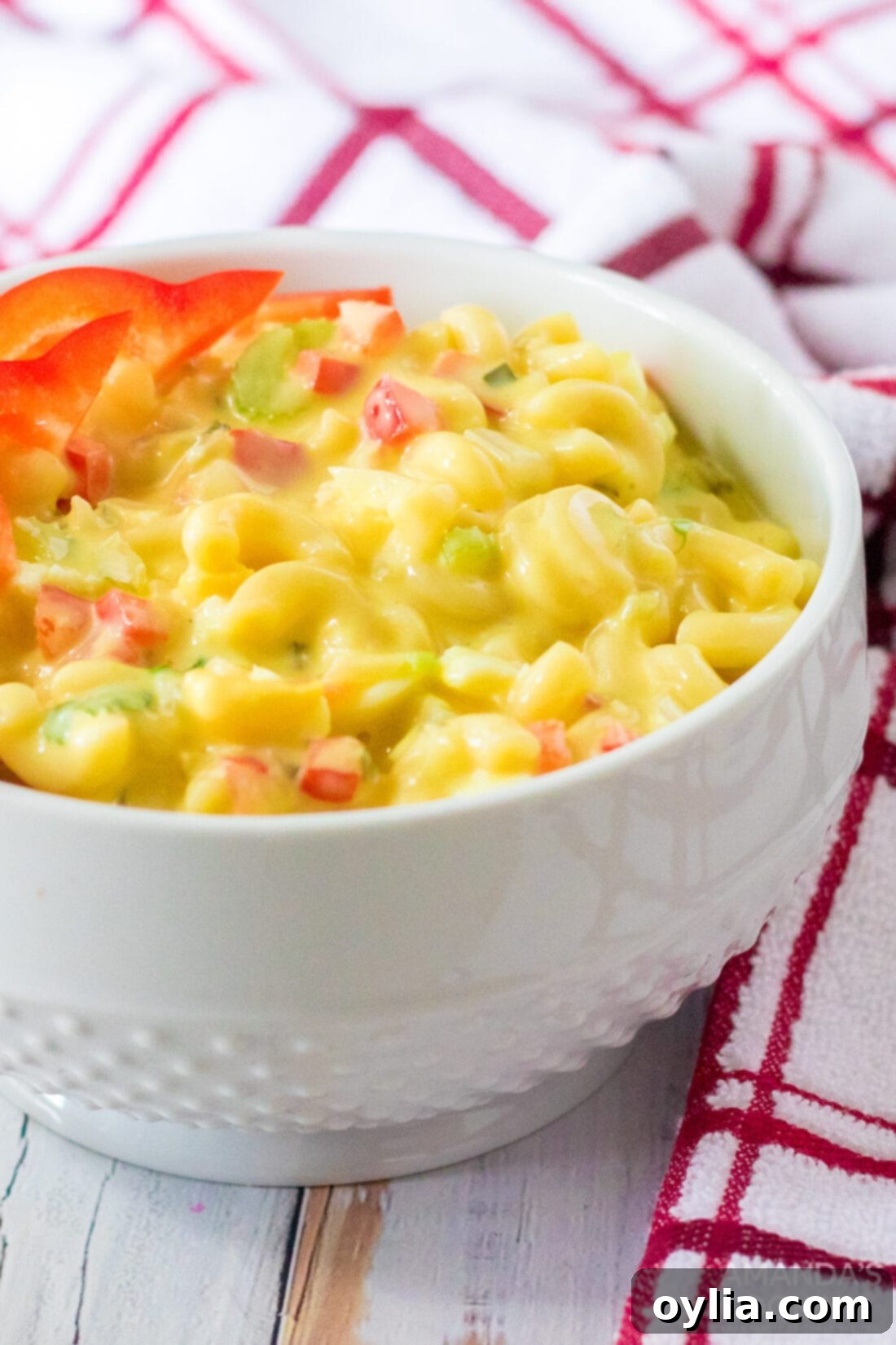 small bowl of Amish Macaroni Salad