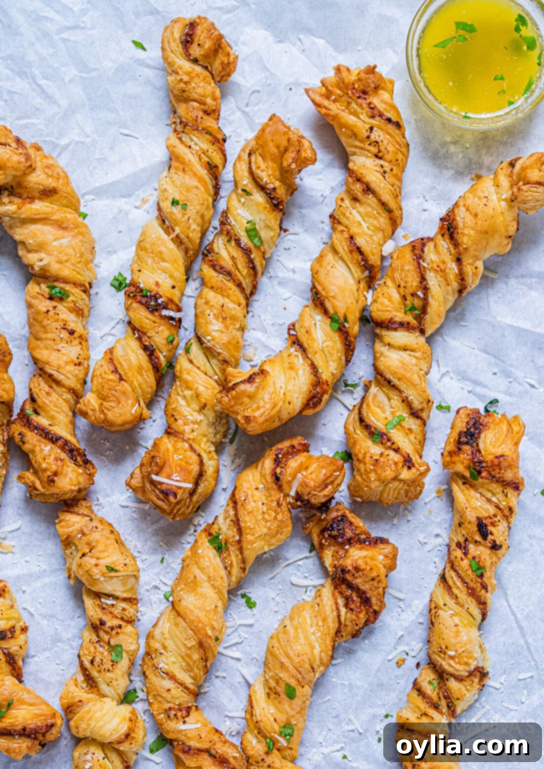 Air Fryer Garlic Parmesan Bread Twists, golden brown and perfectly twisted