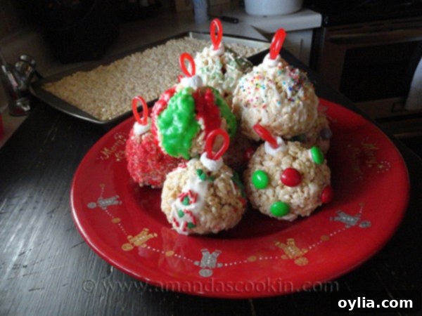 Delicious Tree Trimmer Treats made with Rice Krispies