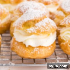 close up of Cream Puff with whipped cream filling