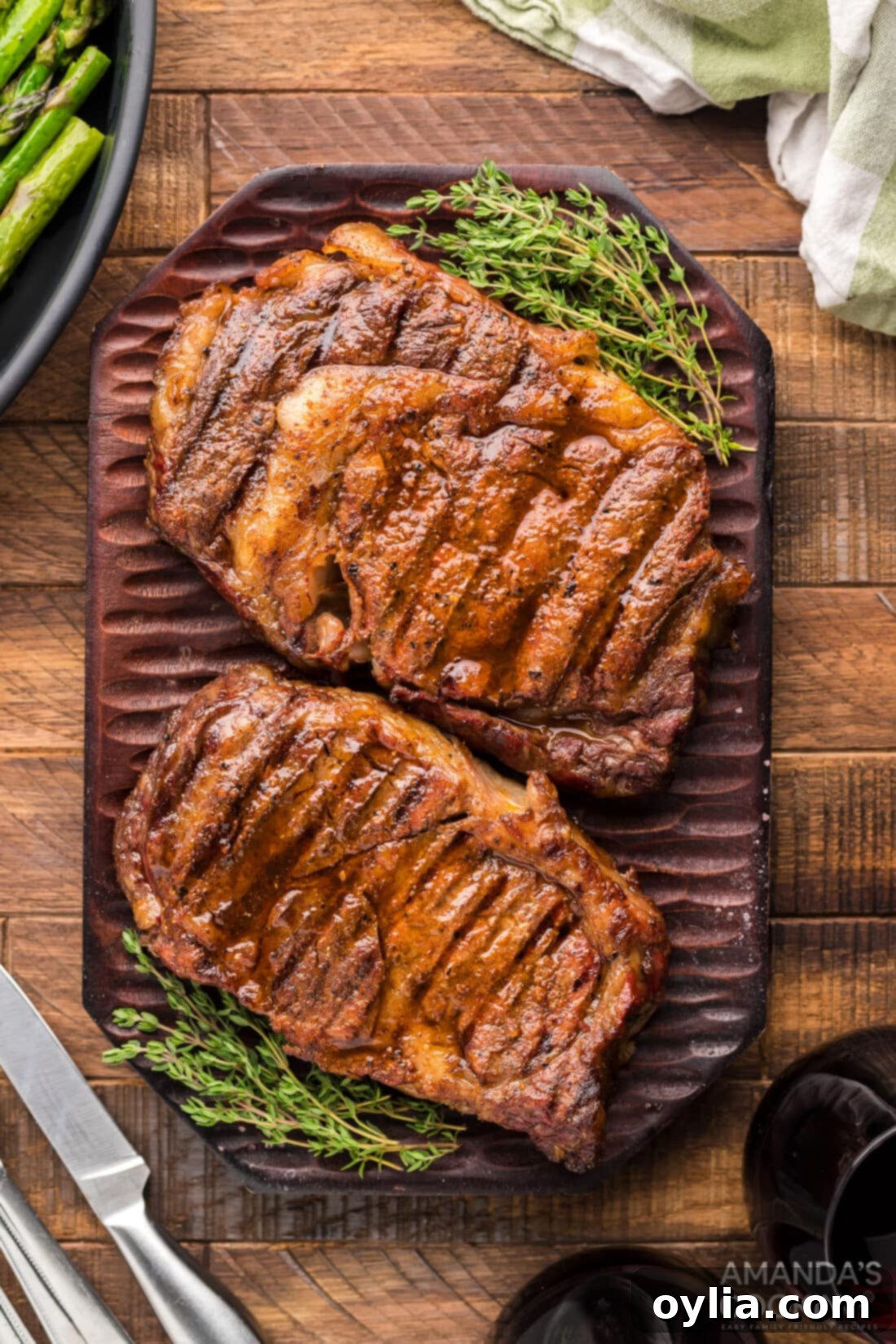 2 Smoked Ribeye steaks on cutting board