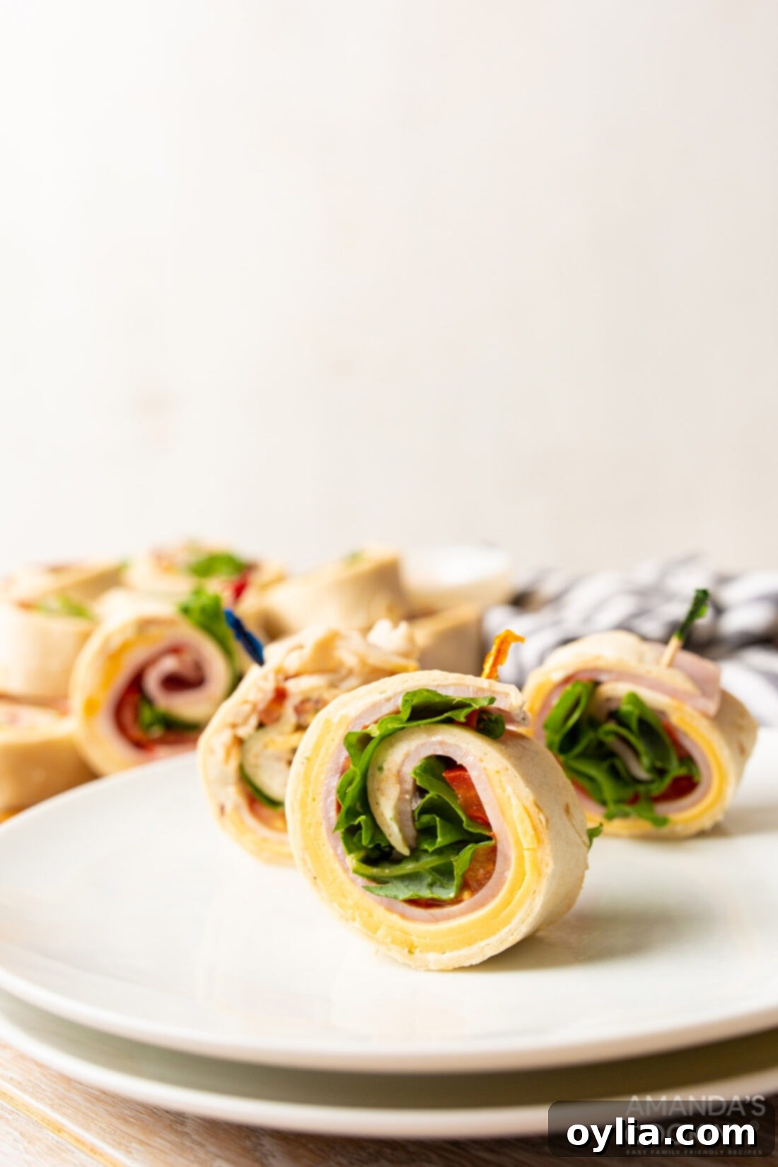 Pinwheel Sandwich appetizers with toothpicks