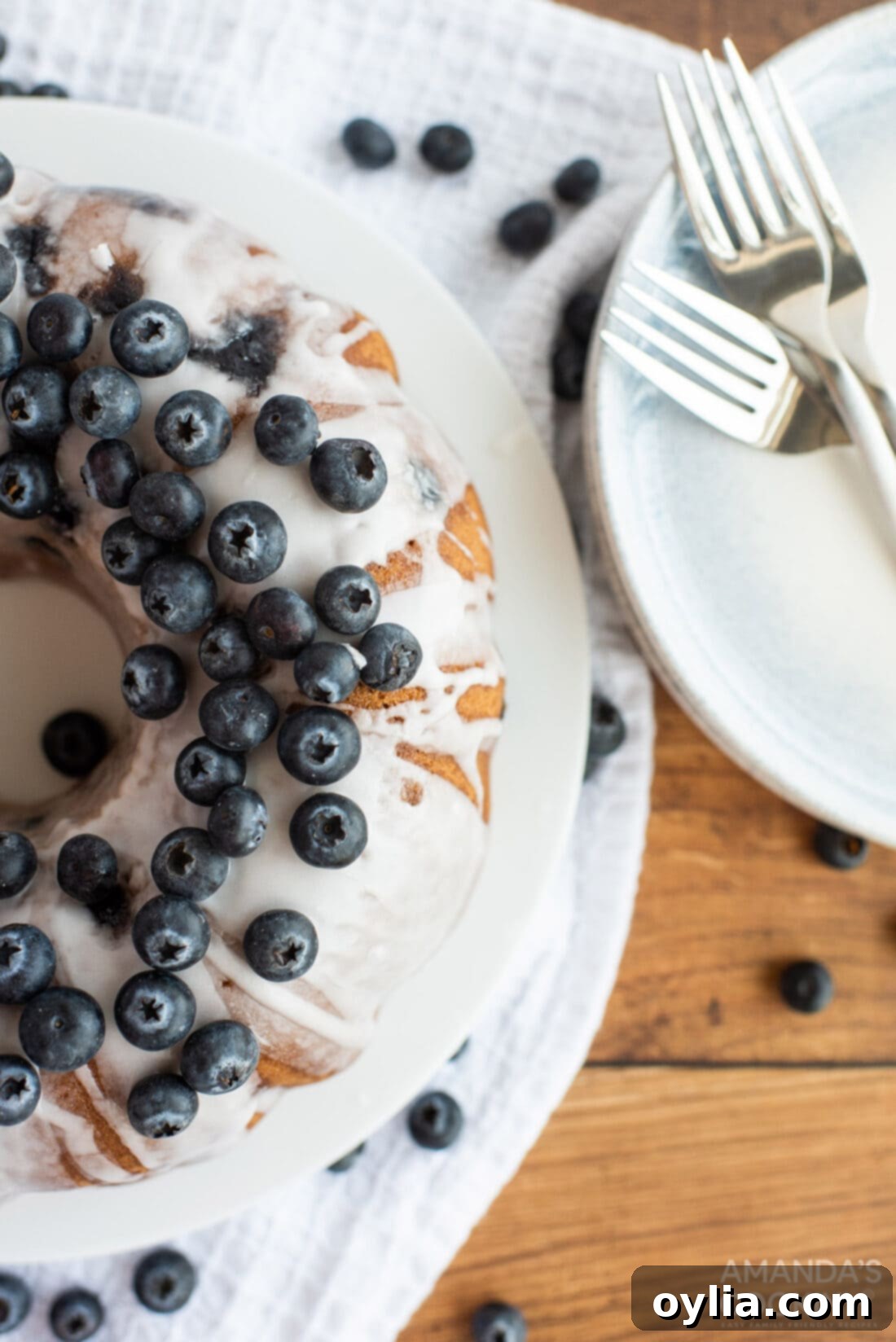overhead photo of Blueberry Bundt Cake