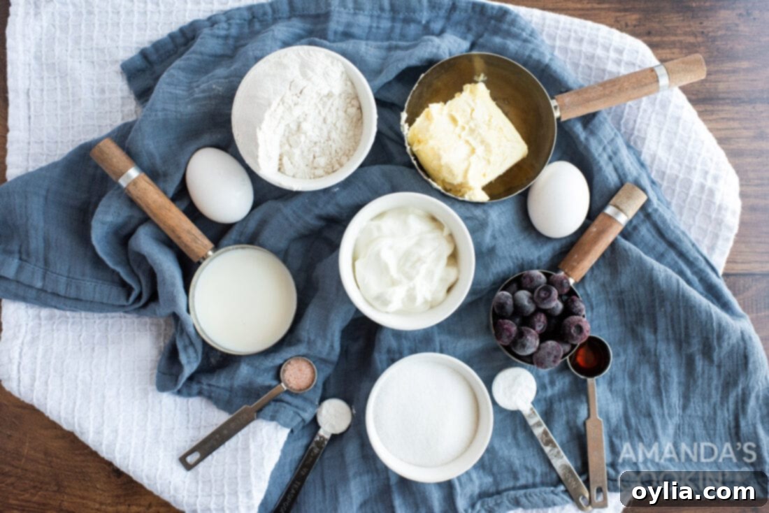 ingredients for Blueberry Bundt Cake