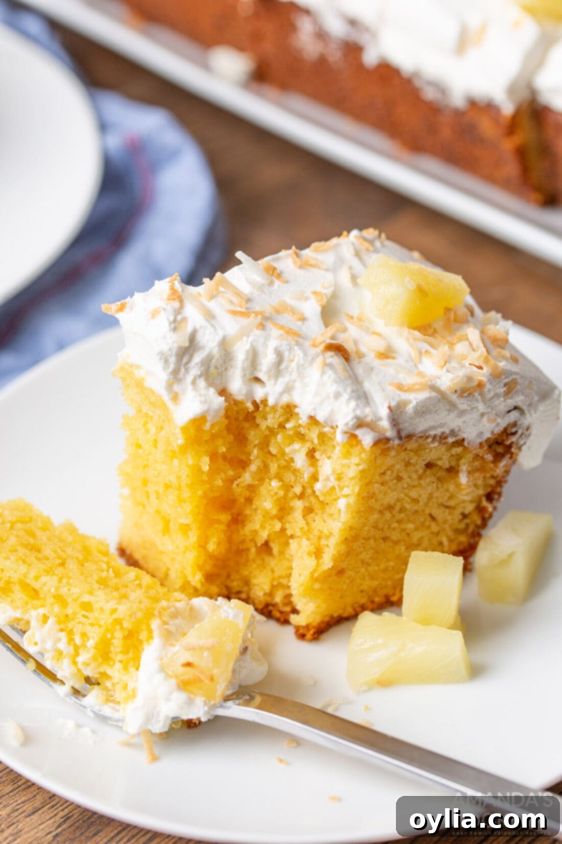 Golden Pineapple Poke Bliss 3 slice of pineapple poke cake