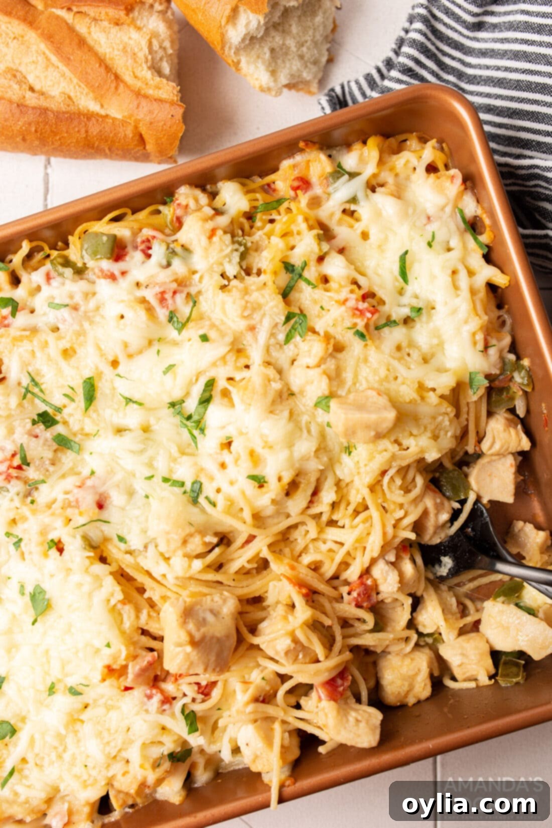 pan of chicken spaghetti