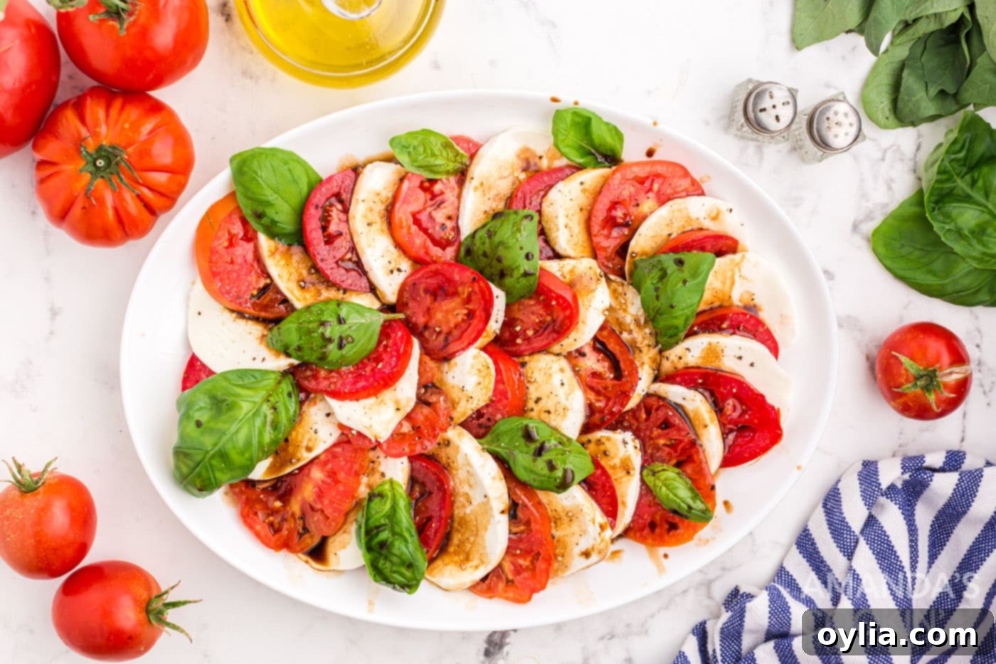 caprese salad with balsamic and olive oil dressing
