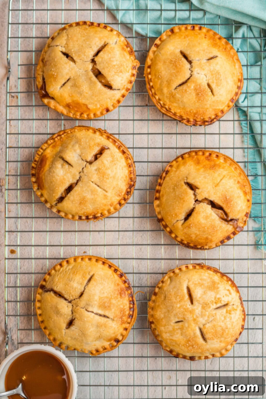 Homemade Apple Hand Pies 2 Apple Hand Pies on a wire rack
