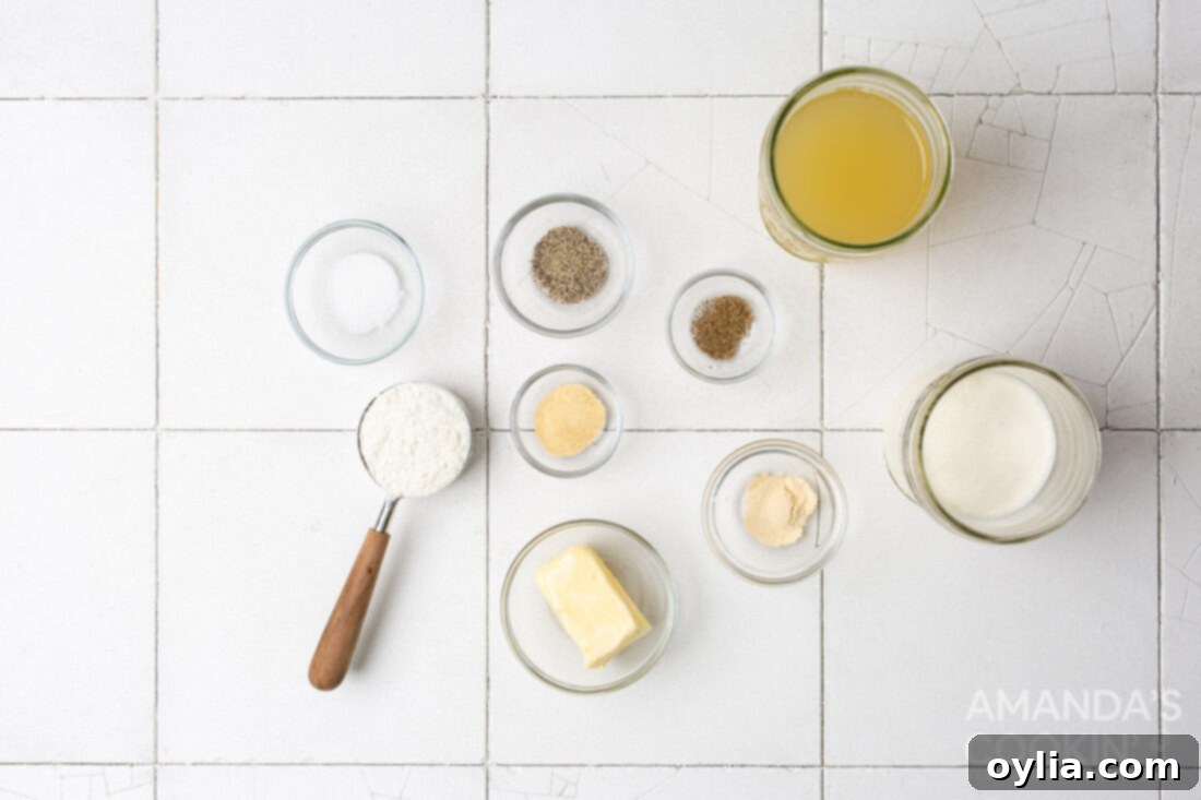 ingredients for making Homemade Cream of Chicken Soup