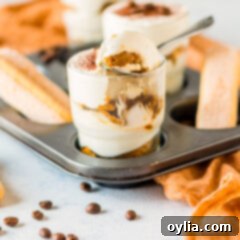 Tiramisu for One 11 Individual Tiramisu in a glass cup, garnished with cocoa powder.