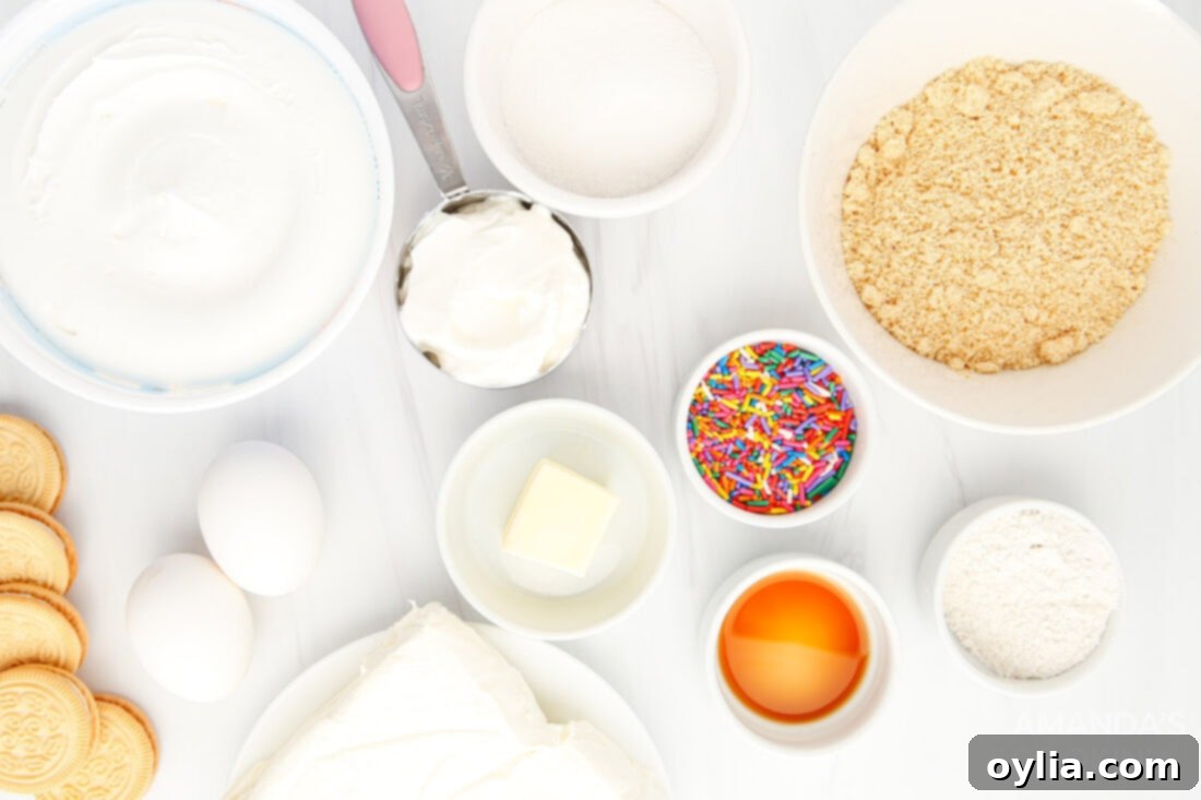 ingredients for Instant Pot Funfetti Cheesecake