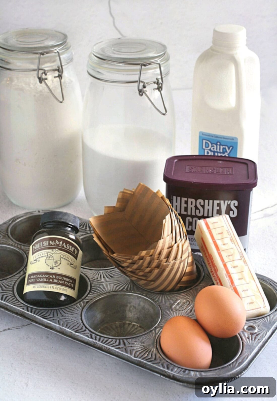 ingredients for Chocolate Peanut Butter Cupcakes