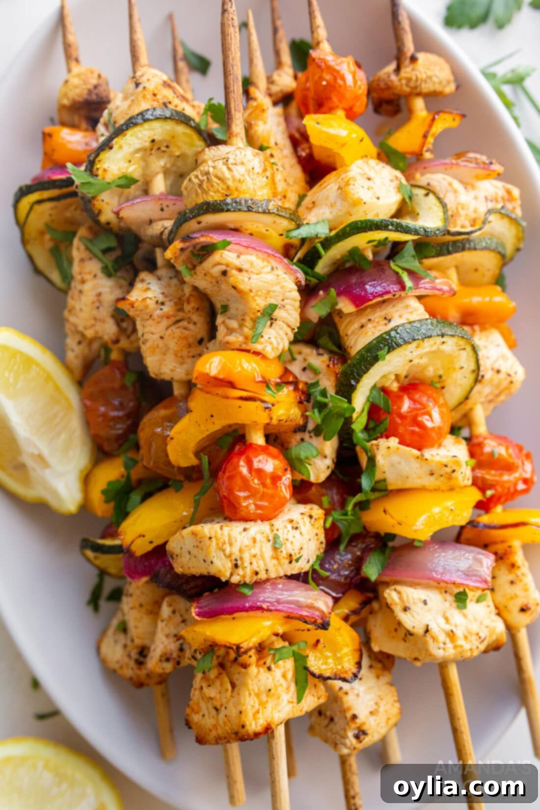 Air Fryer Chicken Kabobs on a platter
