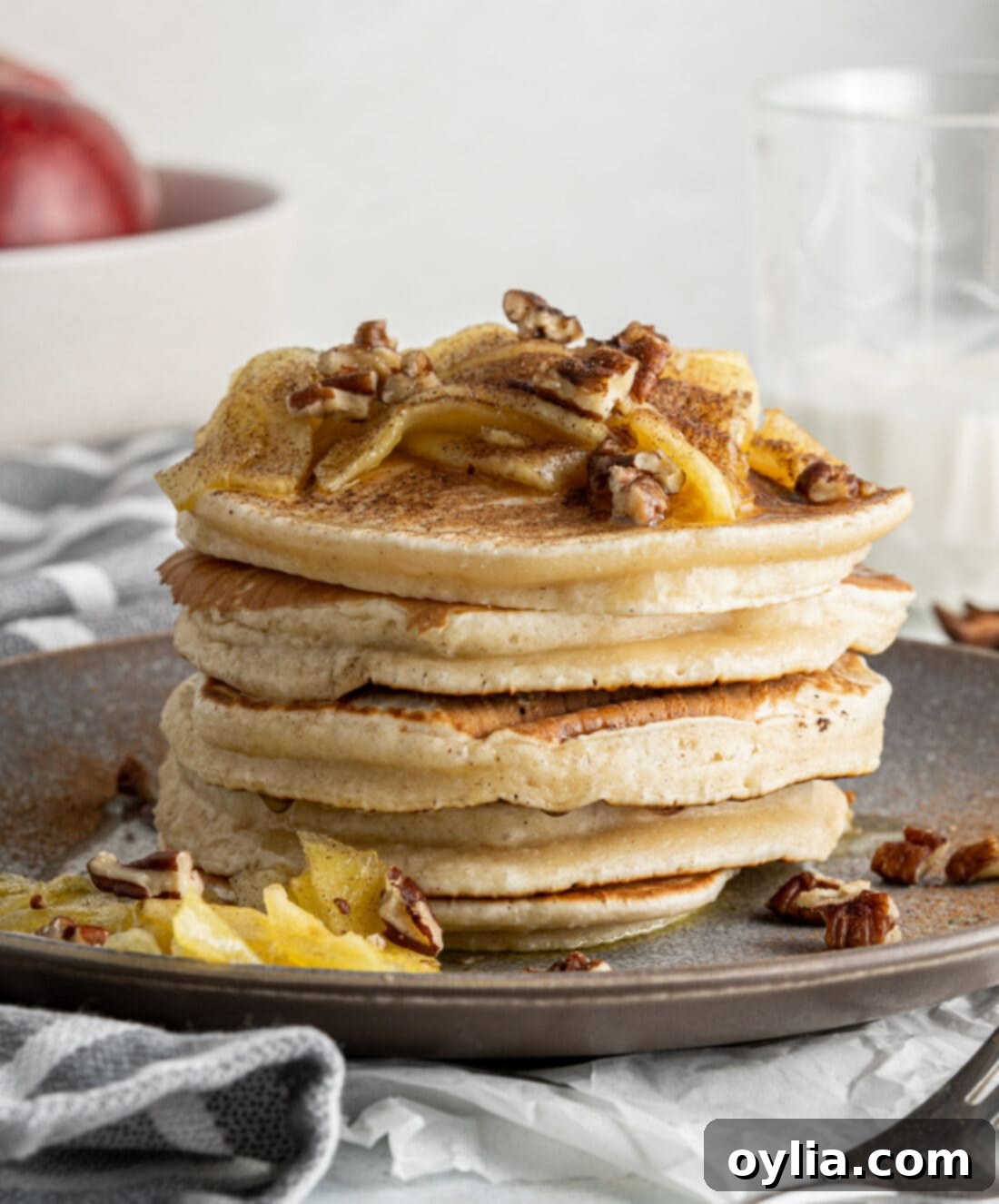 Fluffy Apple Pancakes 3 stack of Apple Pancakes