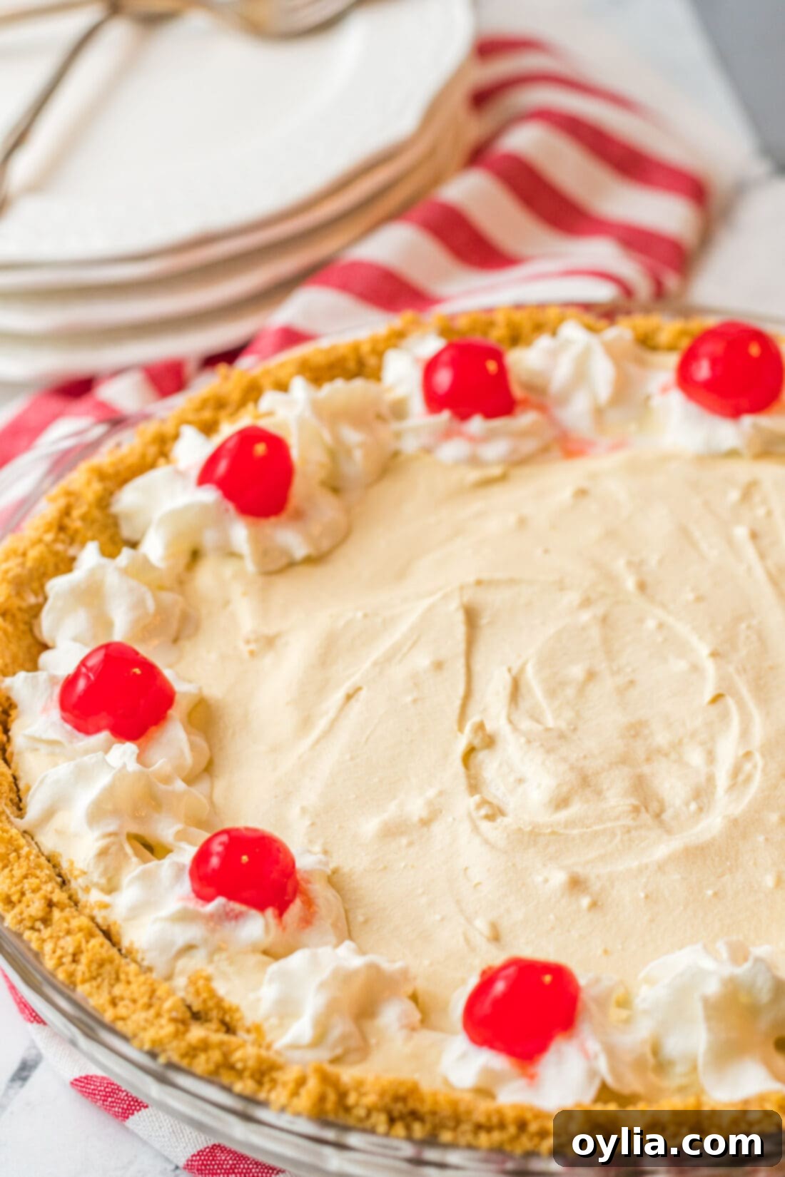 Frothy Root Beer Float Delight 2 Root Beer Float Pie with cherry garnish