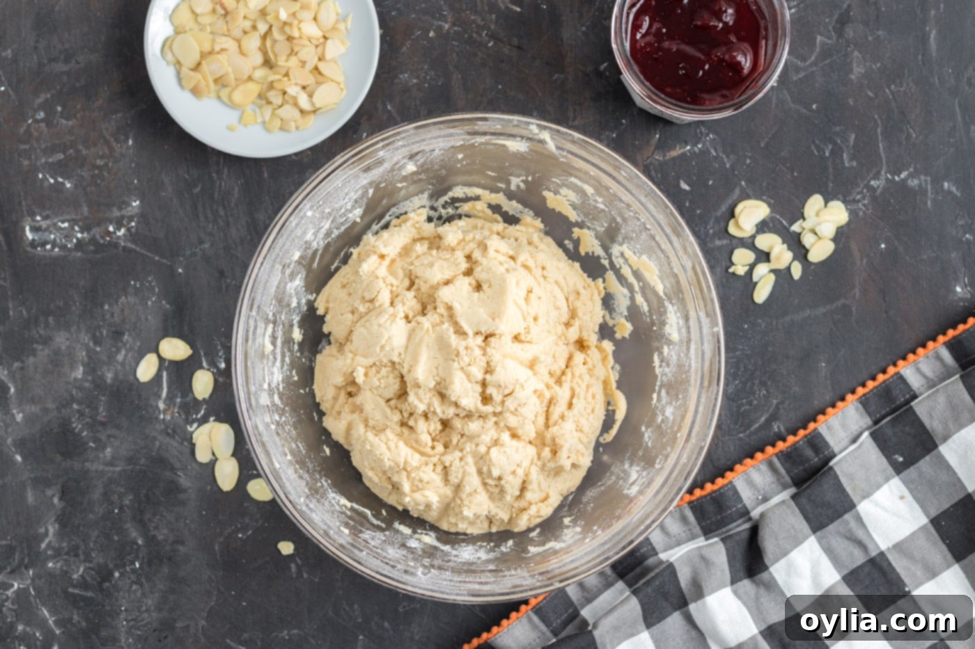 shortbread cookie dough in a bowl