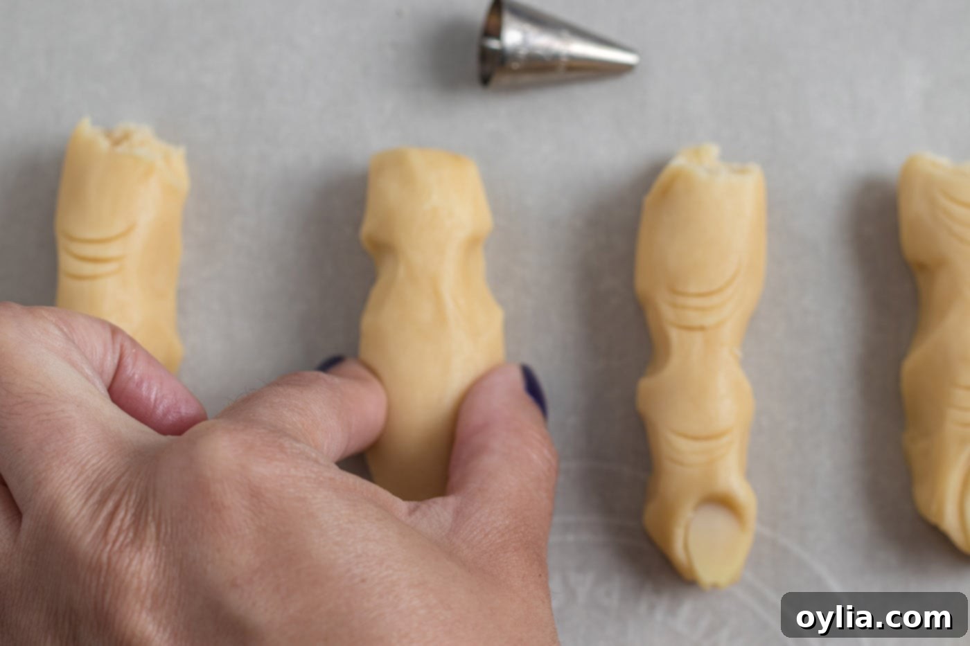 pinching cookie dough