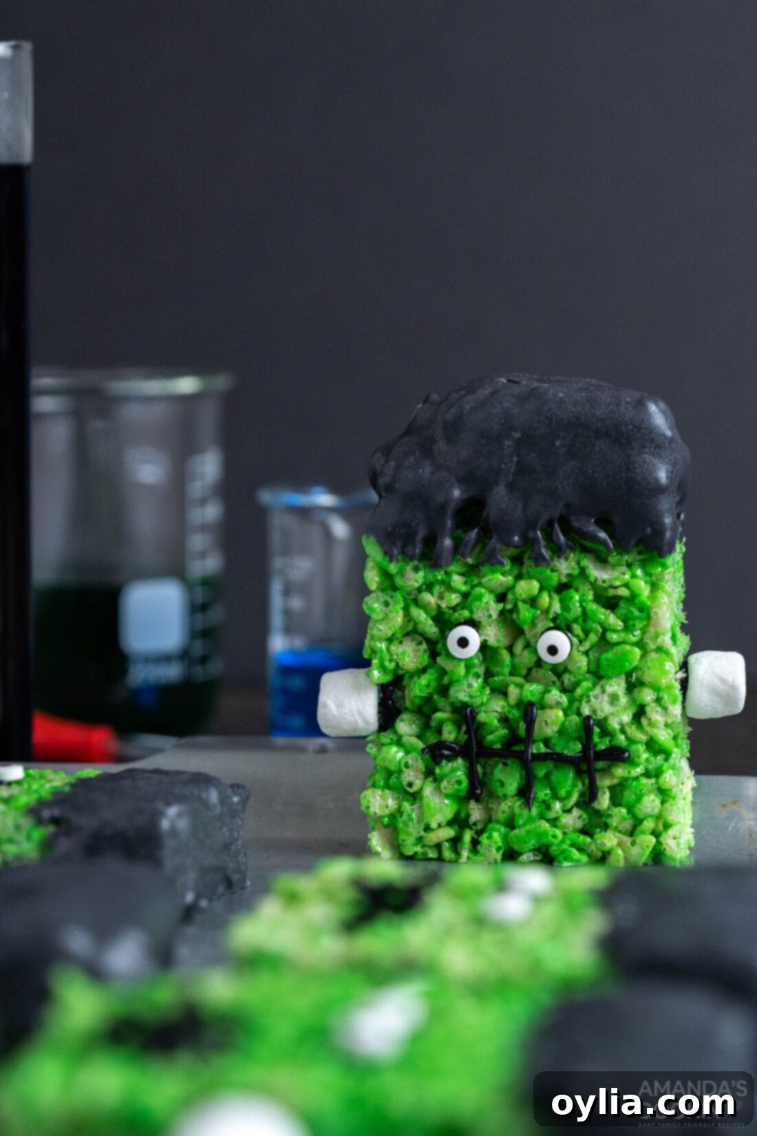 Monster Mash Krispie Treats 16 Frankenstein Rice Krispie Treat standing up