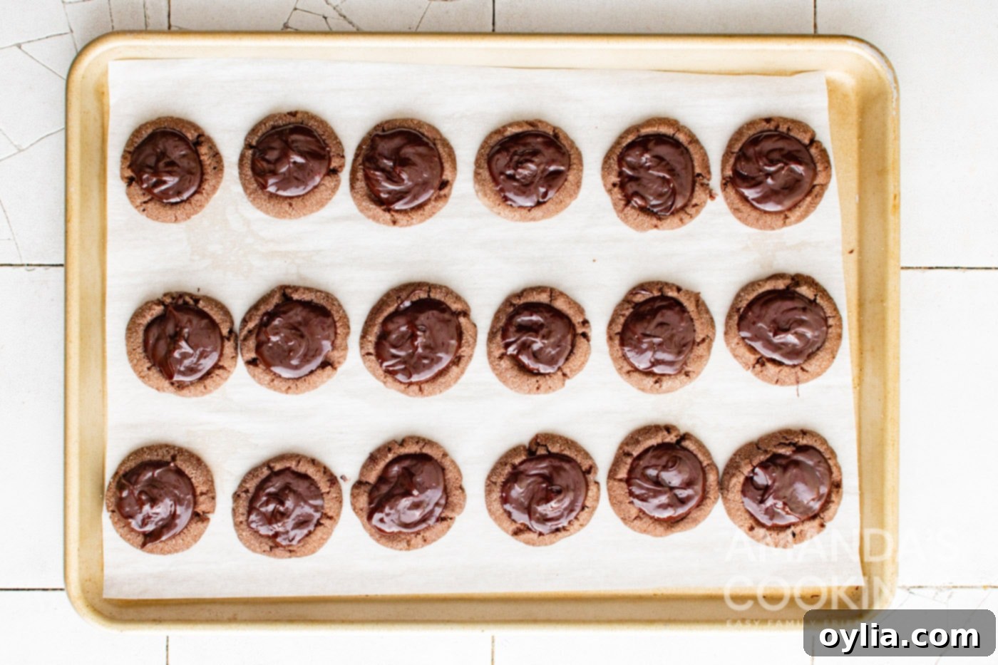 chocolate filled thumbprint cookies