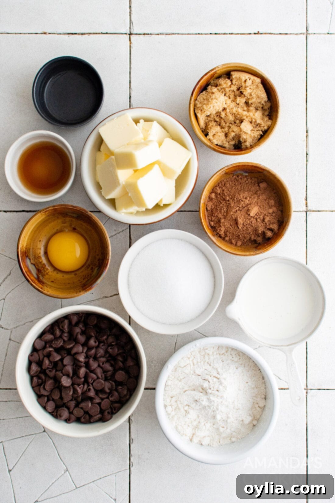 ingredients for Chocolate Thumbprint Cookies