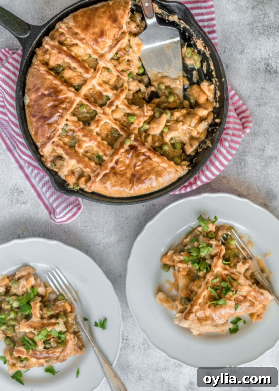 plates of Pumpkin Chicken Pot Pie