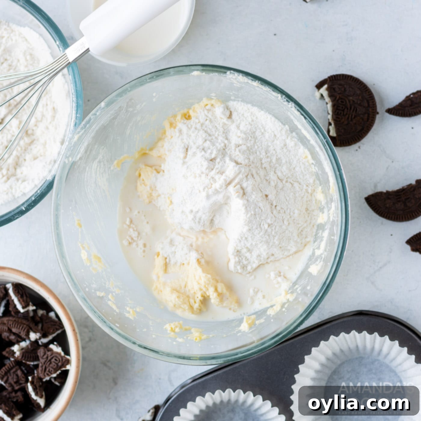 flour in cupcake batter