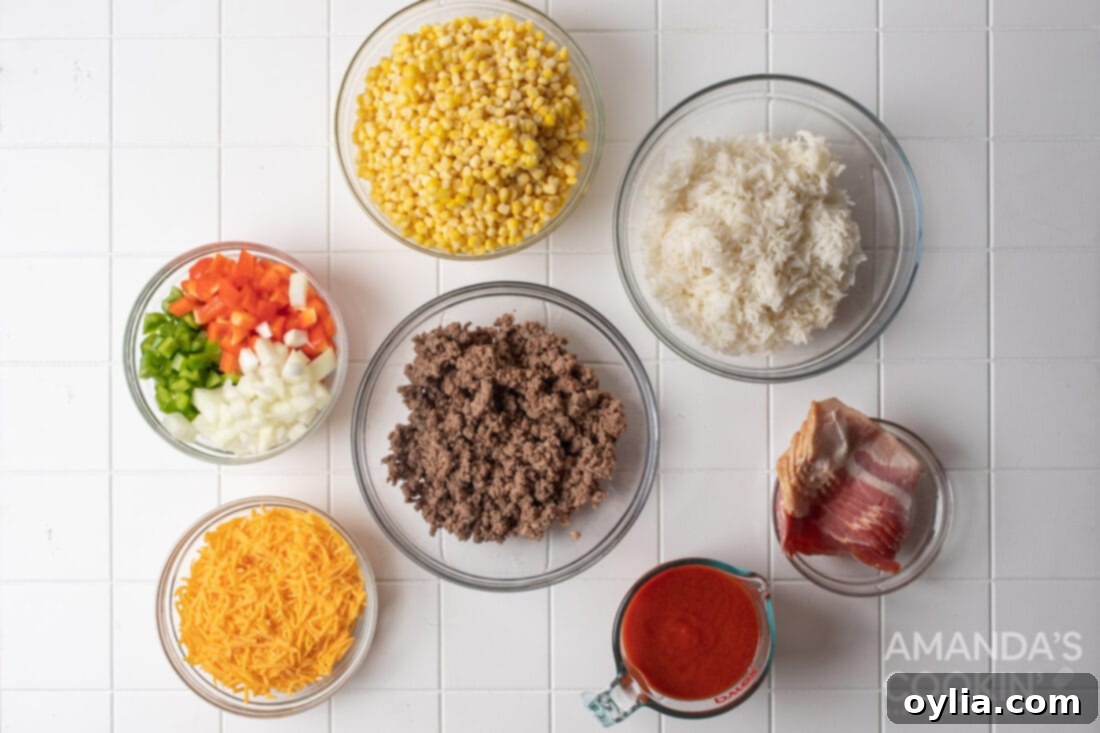 Stacked Supper Supreme 4 ingredients for 7 Layer Casserole