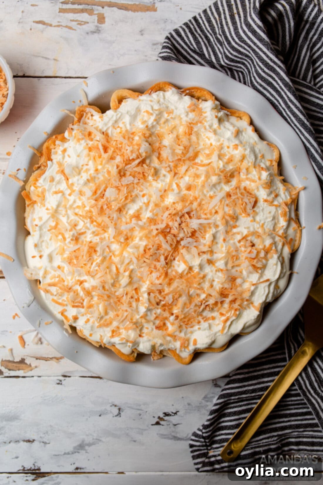 overhead view Coconut Cream Pie