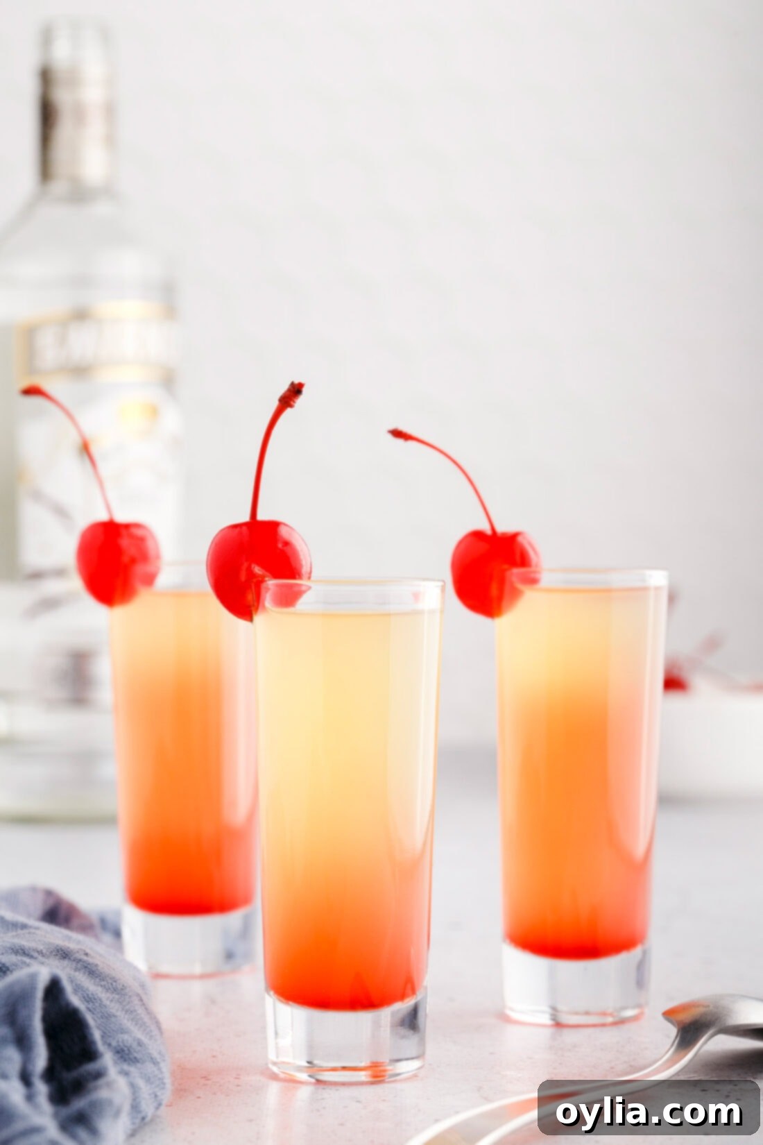 3 Pineapple Upside Down Cake Shots