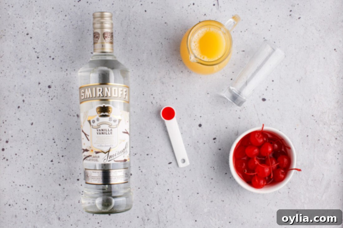 ingredients for Pineapple Upside Down Cake Shot