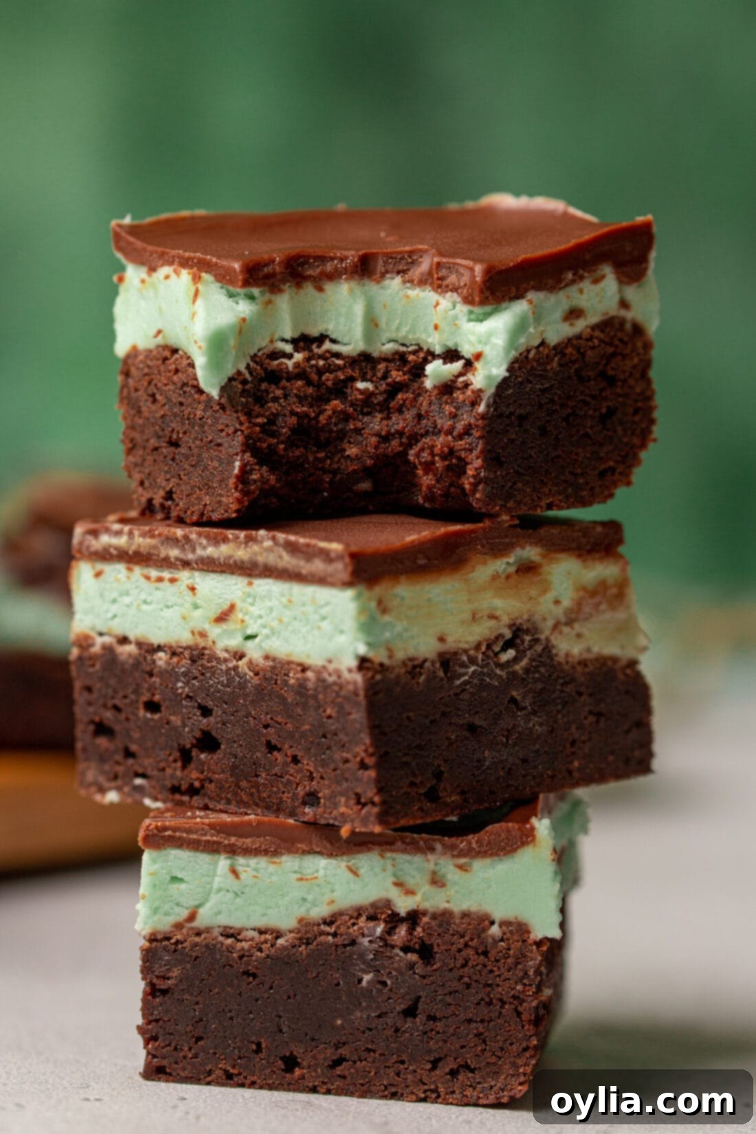 Decadent Chocolate Mint Brownies 2 stack of Chocolate Mint Brownies