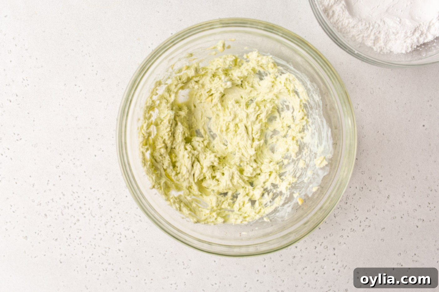 mint frosting in a bowl