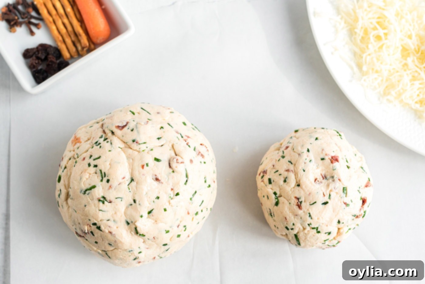 sun dried tomato cheeseballs shaped