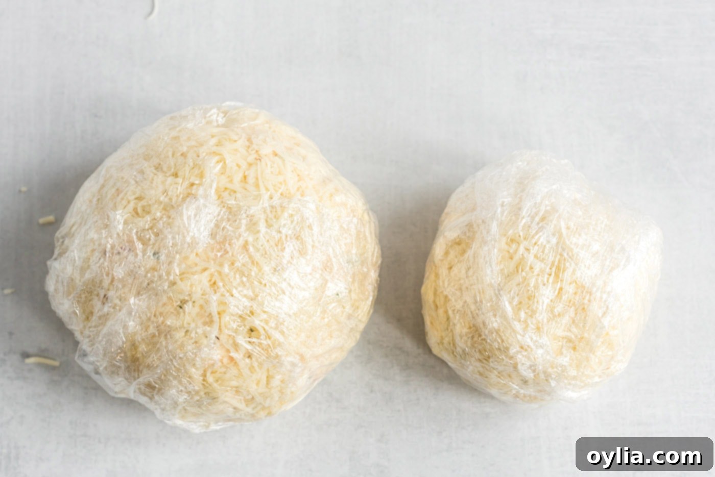 plastic wrapped cheese balls for chilling