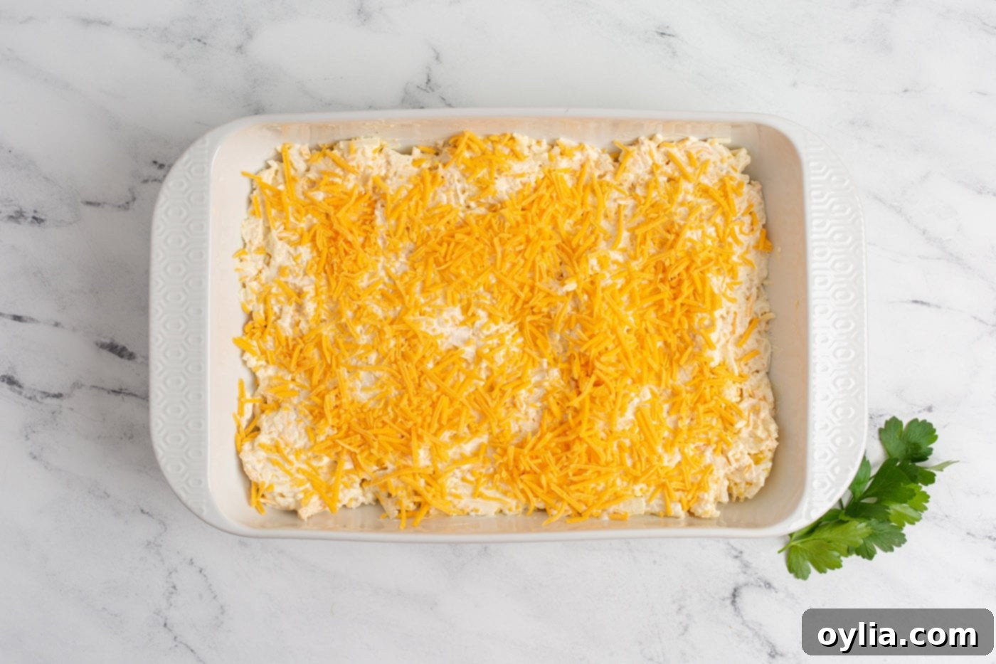 hashbrown casserole in a baking dish