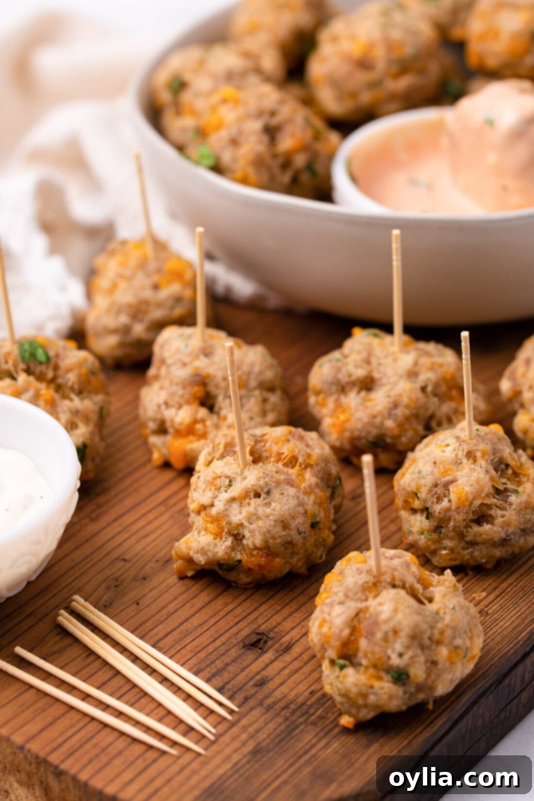 Sausage Balls on toothpicks