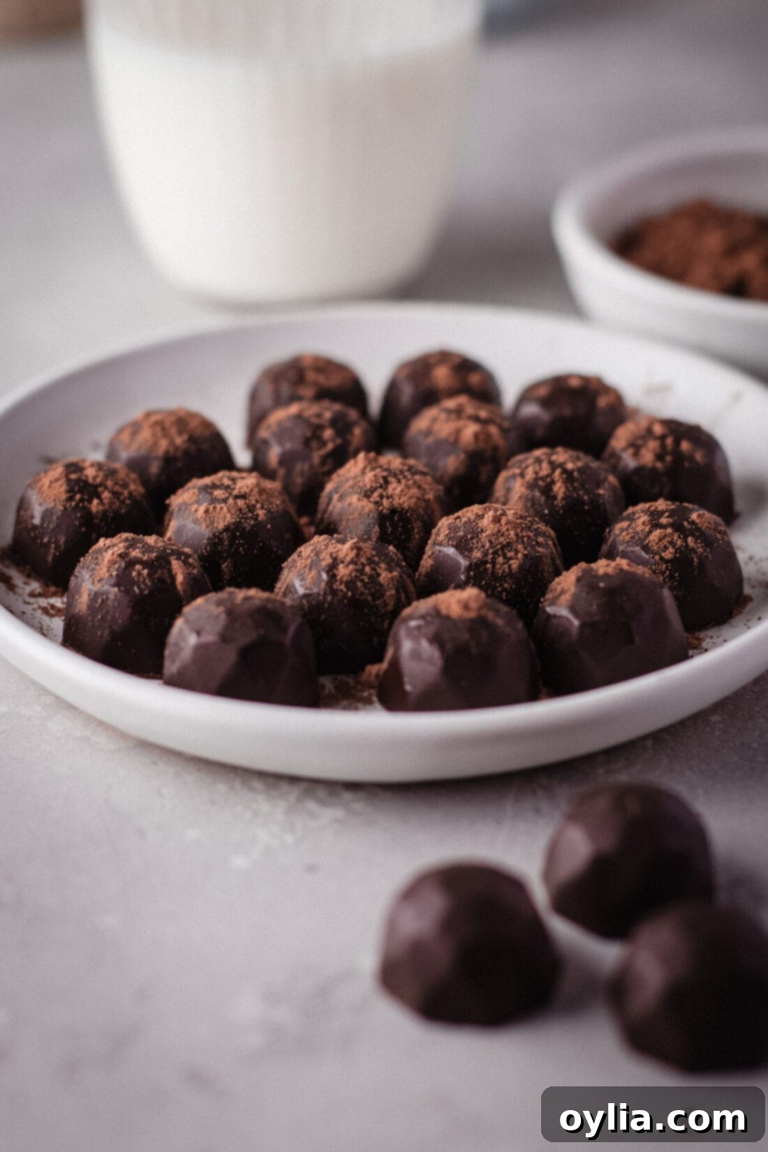 Velvet Chocolate Bites 14 Chocolate Truffles on a plate
