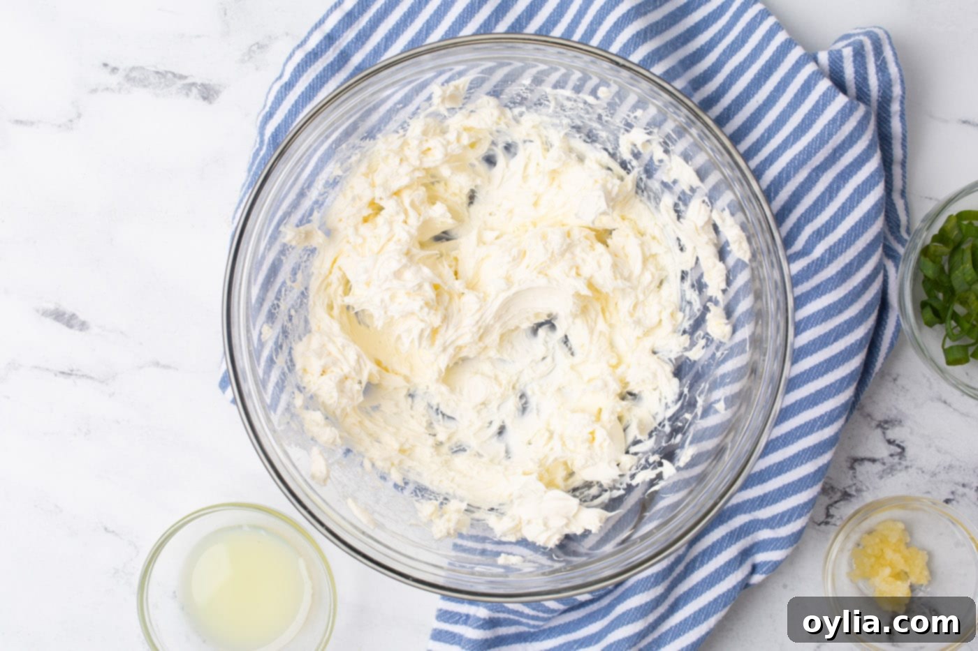 cream cheese in a mixing bowl