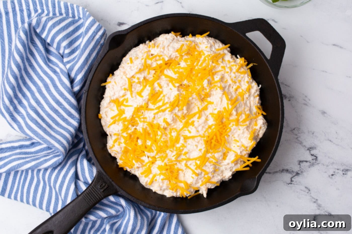 Crab dip in a cast iron skillet