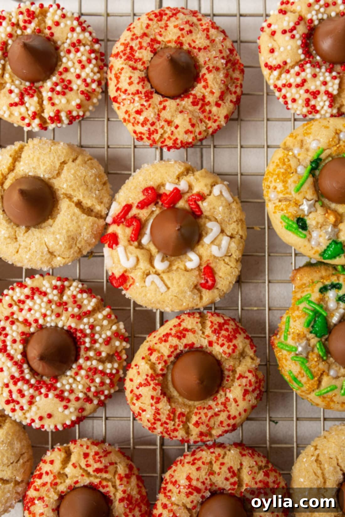 Holiday Kiss Cookies 2 cooling rack of Christmas Kiss Cookies