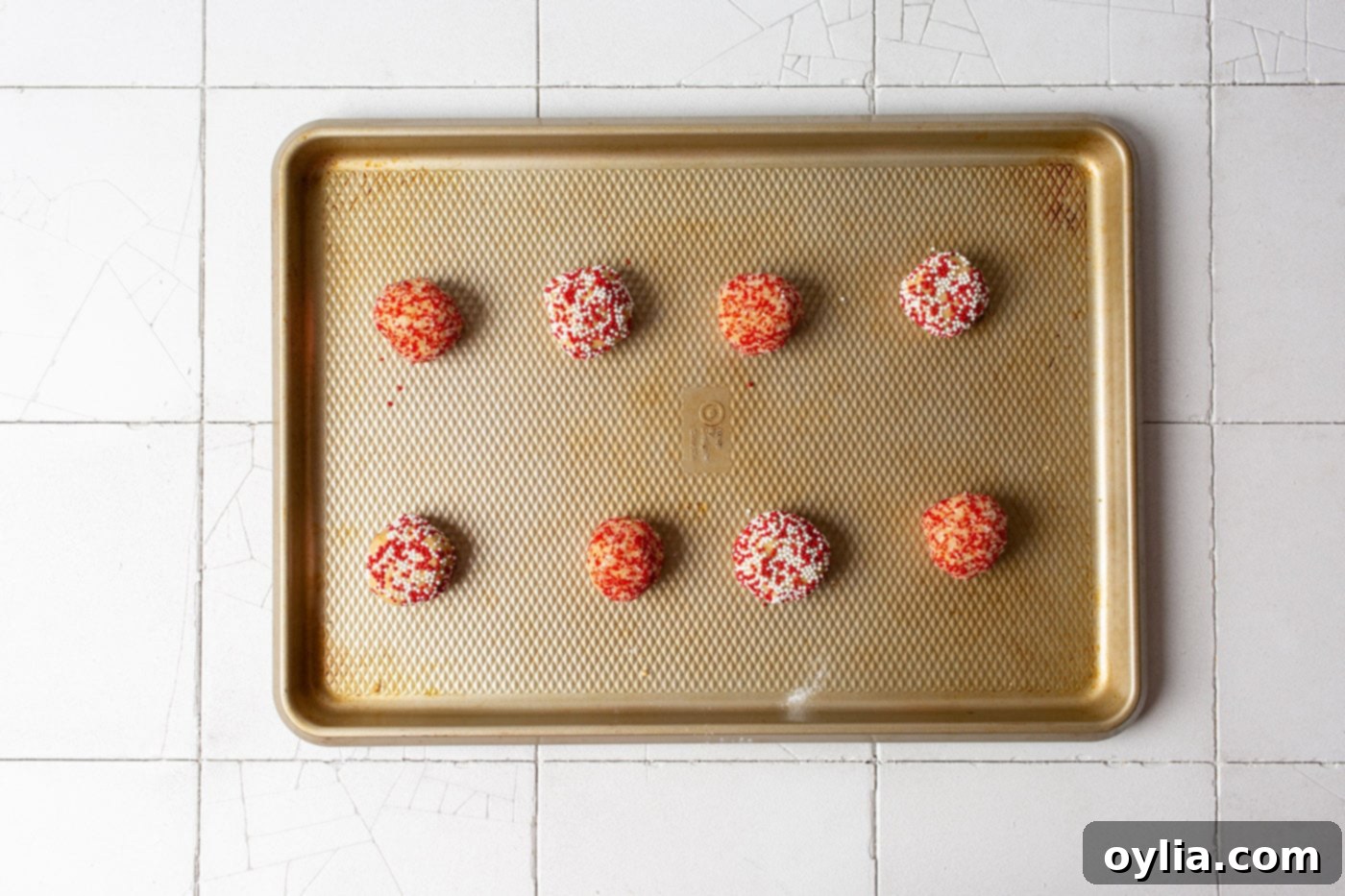 peanut butter dough balls rolled in sprinkles