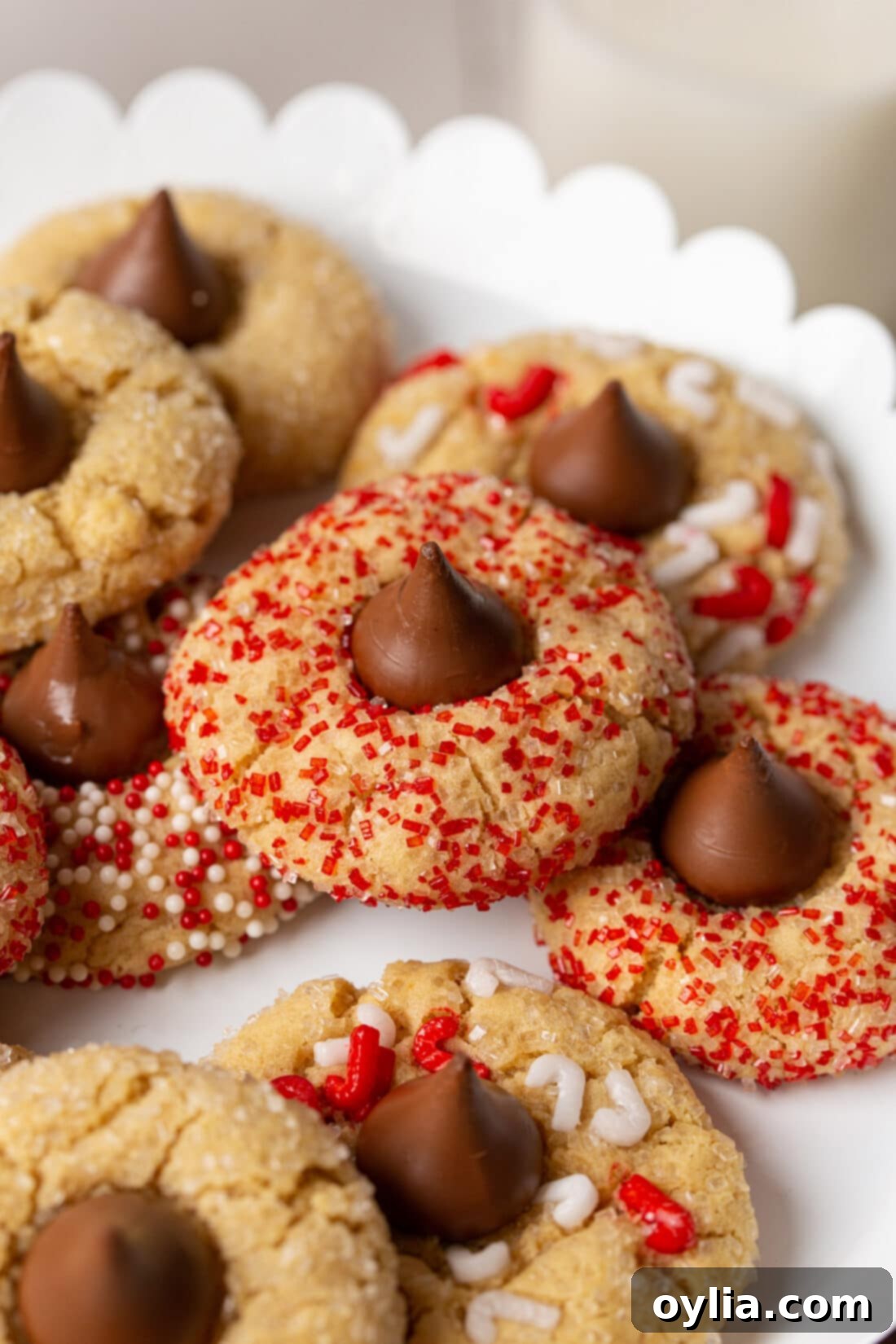 Holiday Kiss Cookies 9 Christmas Kiss Cookies on a plate