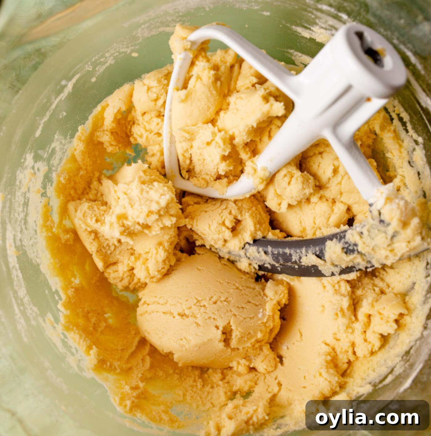 sugar cookie dough in a mixer bowl