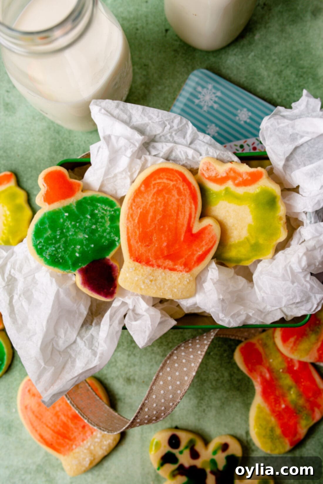paintbrush cookies on a tray