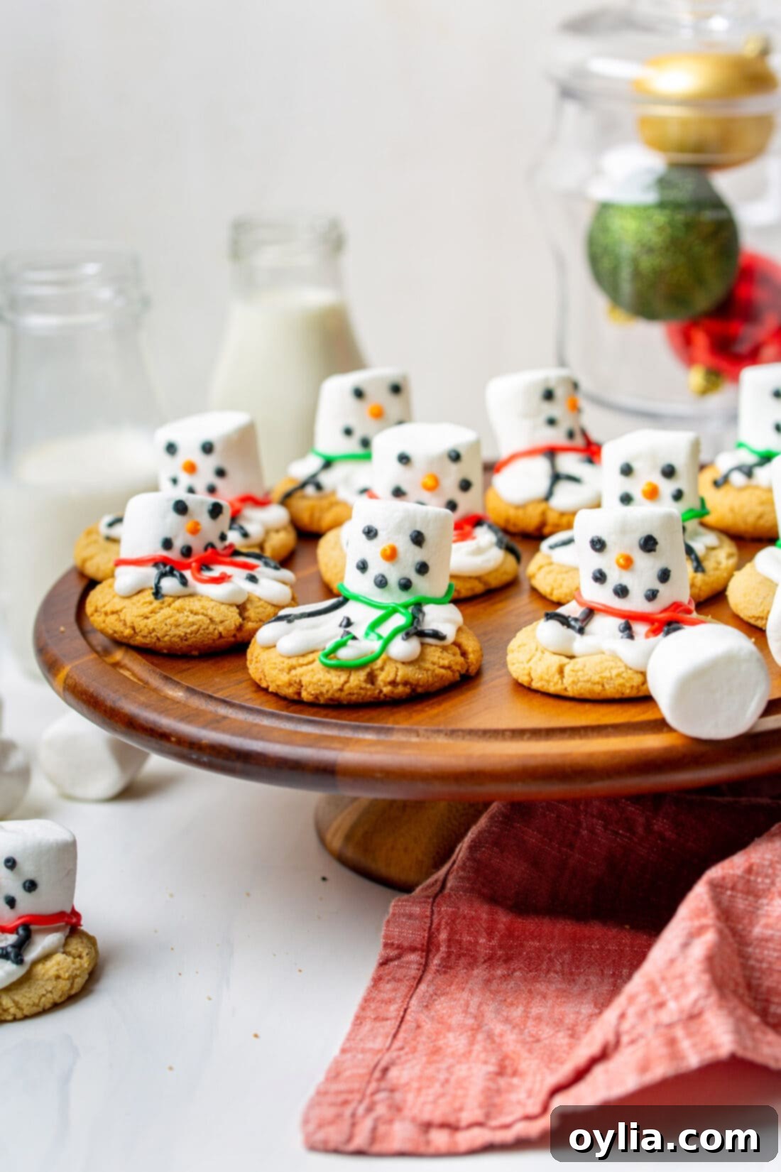Melted Snowman Cookies on a platter