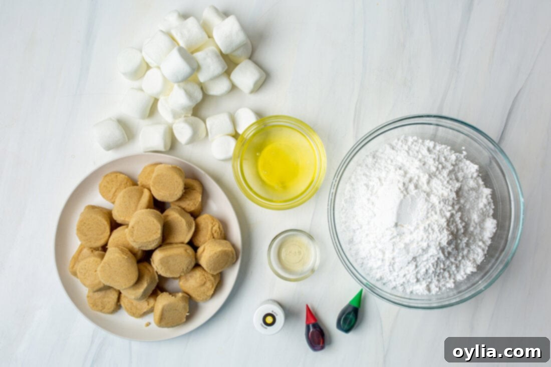 ingredients for Melted Snowman Cookies