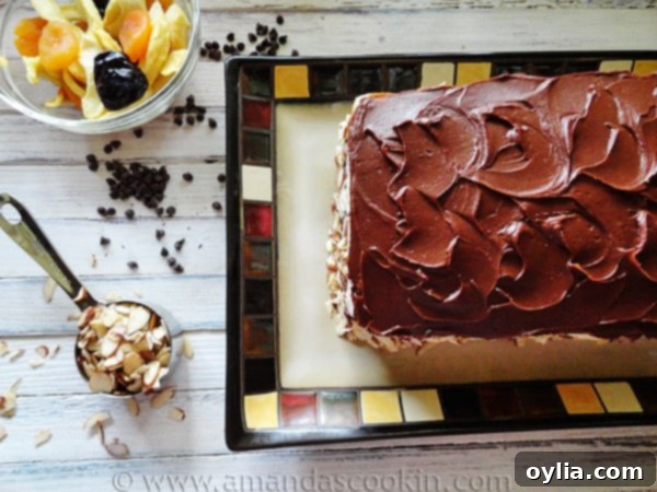 An entire Cassata Cake on a serving platter, before being cut into slices
