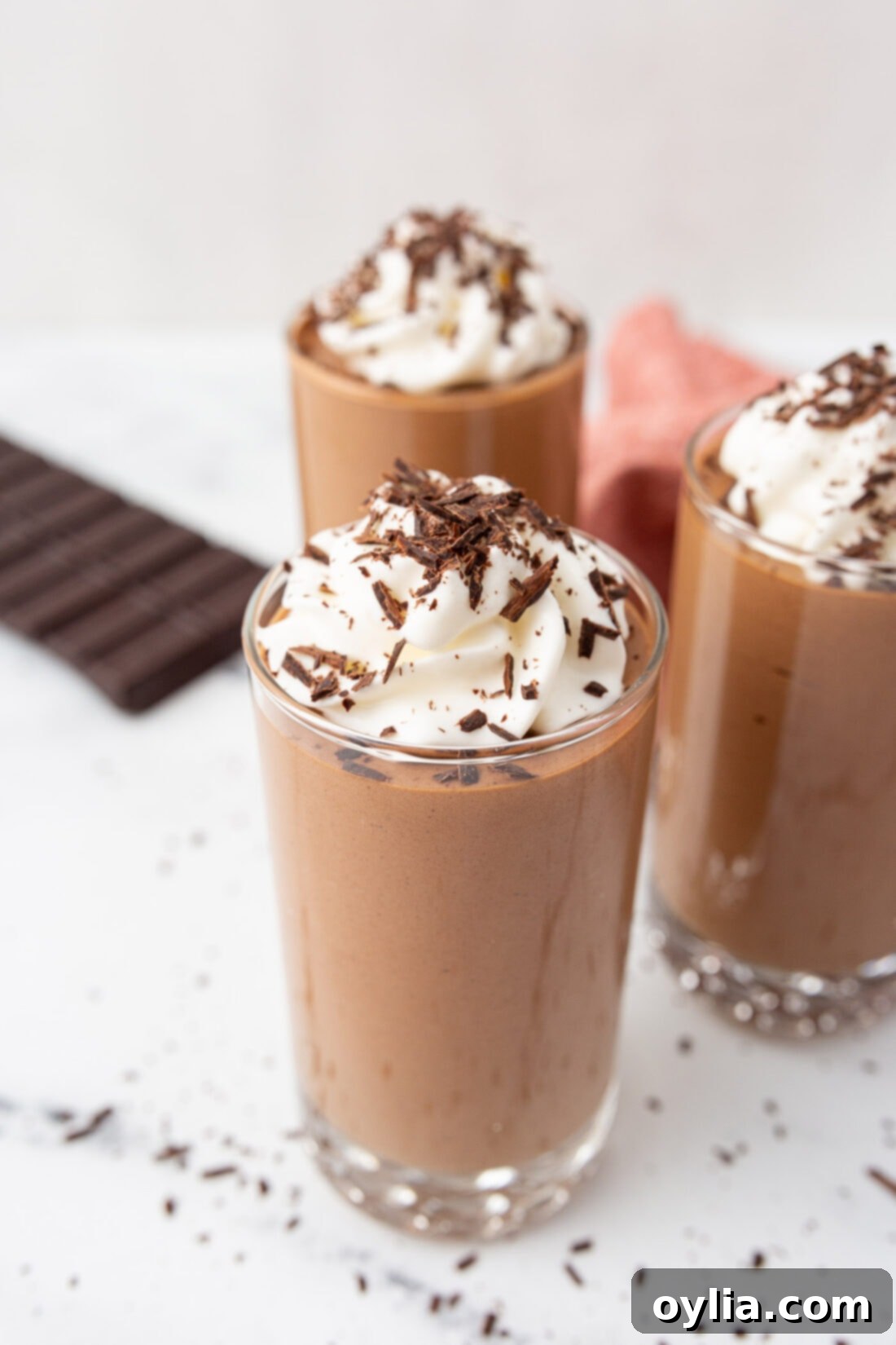 Velvety Chocolate Dream 2 Chocolate Mousse with whipped cream