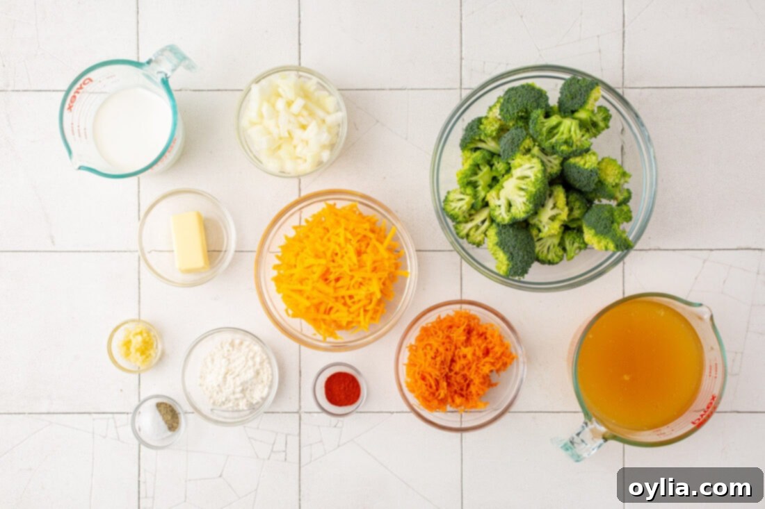 Creamy Cheddar Broccoli Soup 4 ingredients for Broccoli Cheese Soup