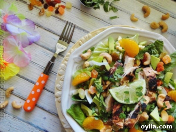 A vibrant Key West Grilled Chicken Salad, ready to be enjoyed